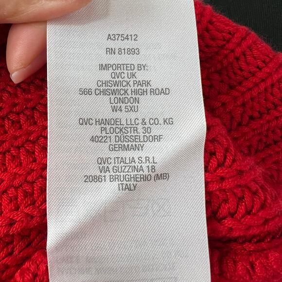 PEACE LOVE WORLD Red Destructed Affirmation V-Neck "Merry" Pullover Sweater 1X - Picture 9 of 9